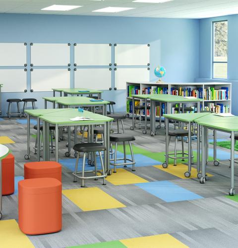 Classroom designed for third or fourth grade students