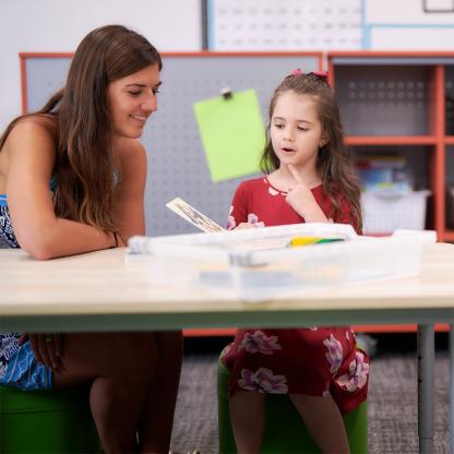Teacher reading with a young student