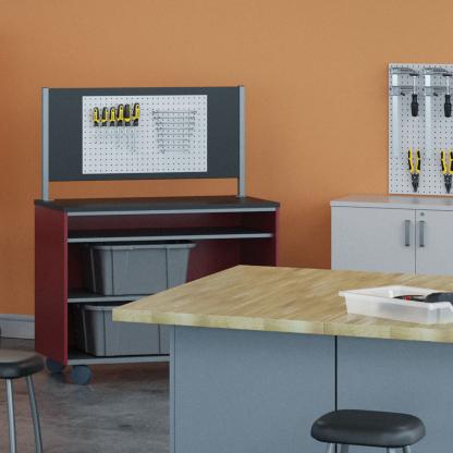 Cart with storage for tools.