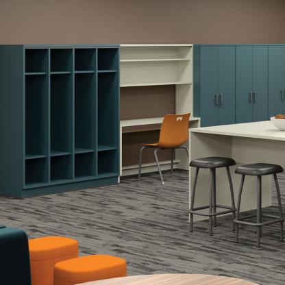 Open and closed storage lockers