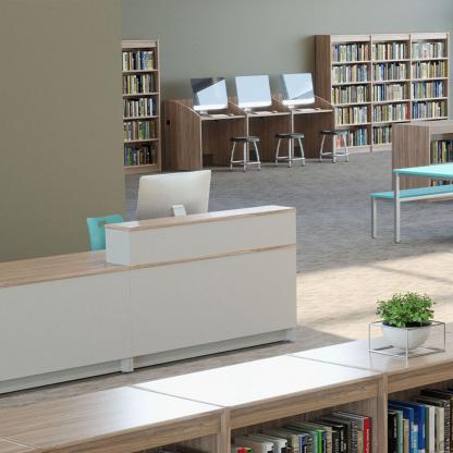 Carrel tables for library.