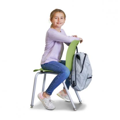young girl with E! Seating and backpack
