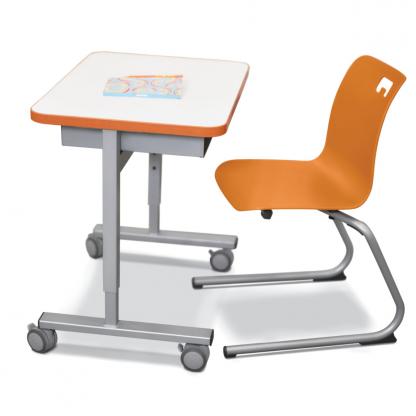 Desk with orange chair 