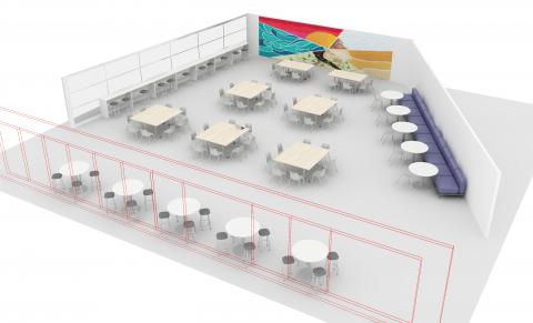3D view of cafeteria