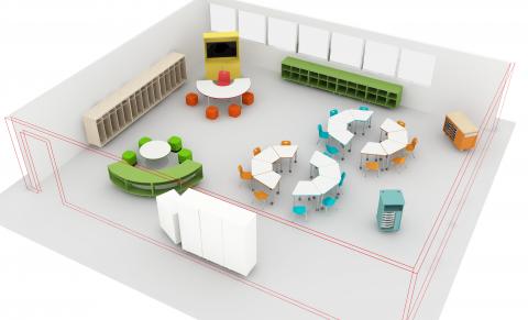 3D view of K-2nd grade classroom