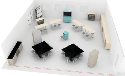 High school classroom 3D view