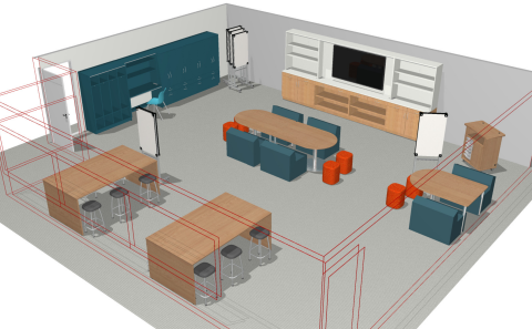 Teacher/faculty lounge 3D view