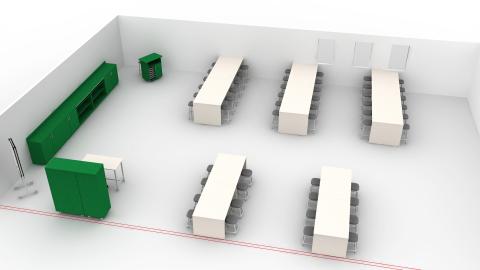 Computer lab with rows of seating