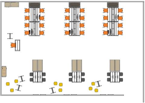 Computer lab plan with group seating