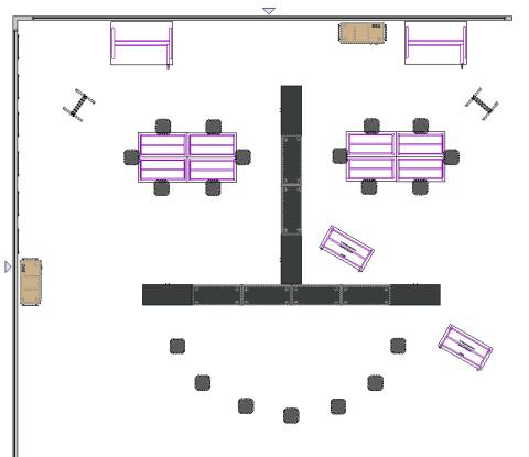 CTE classroom plan separated into three sections