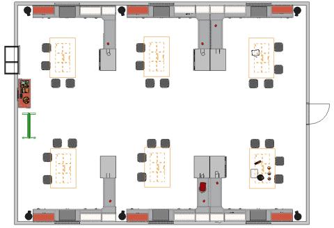 Kitchen classroom plan made up of six stations