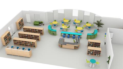 Library with round tables for groups