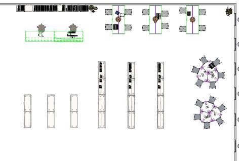 Library floor plan with large transaction desk