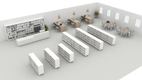 Library with large transaction desk