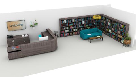 Library with transaction desk and cozy reading area