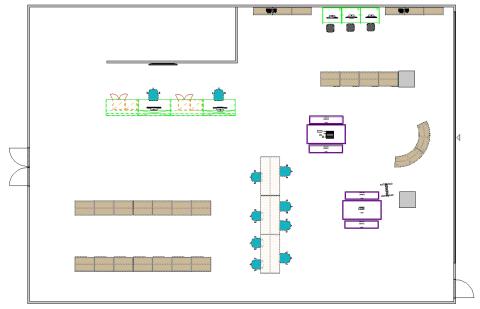 Library floor plan with high top seating