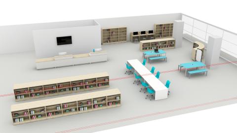 Library with high top seating