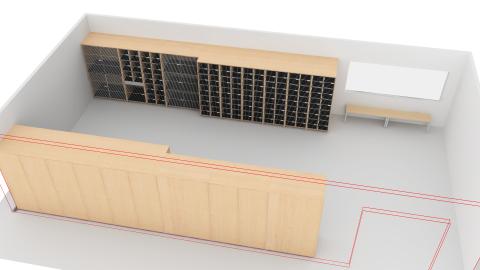 Music classroom with storage along the walls