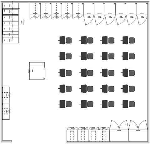 Music room floor plan with seats arranged in rows