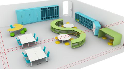 Preschool classroom with a variety of seating