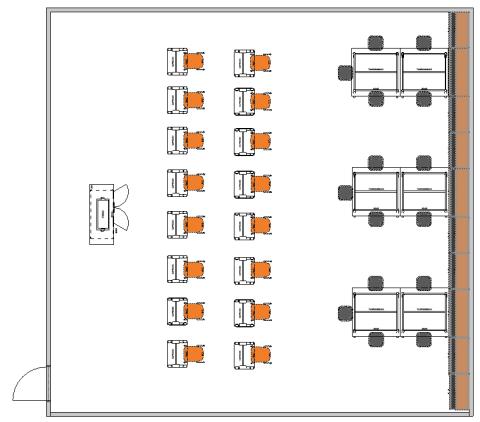 Floor plan view of science classroom