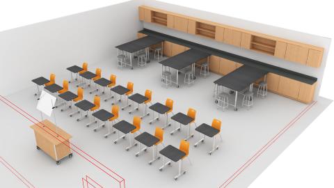 3D view of science classroom