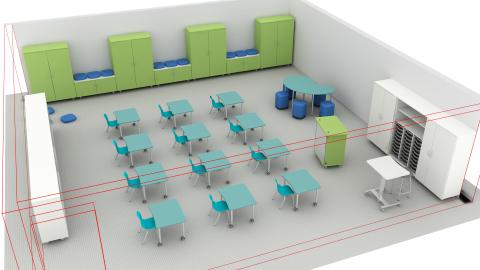 3D view of special education classroom