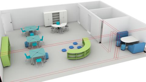 3D view of special education classroom
