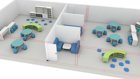 3D view of special education classroom