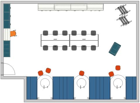 Floor plan view of teacher lounge