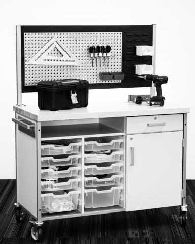 Sheerline Project Cart with power,Maple Block & Mounting Board B&W