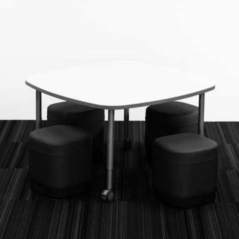 Post Leg Table, Pillow & Soft Rock Active 14h B&W