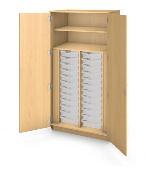 Tall Tray Storage Cabinet Locking Doors - 24 Trays Product Rendering