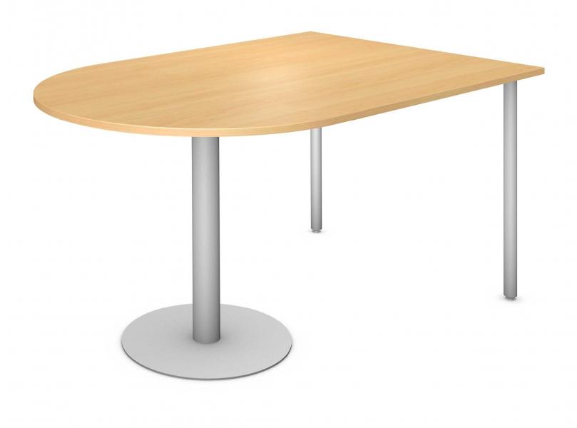 D-Top Table, Steel Round Pedestal and Steel Round Legs Product Rendering