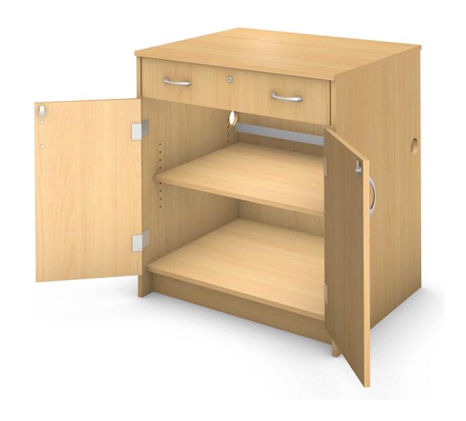 Charge Desk Cabinet - Locking Drawer and Doors Product Rendering