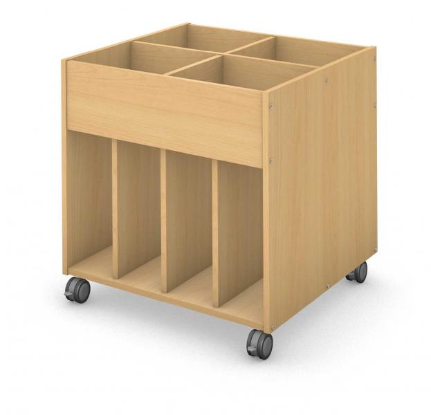 Shelf, Double Sided, Mobile, 4 Bin Book Browser Product Rendering