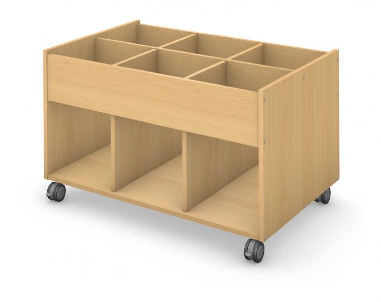 Shelf, Double Sided, Mobile, 6 Bin Book Browser Product Rendering
