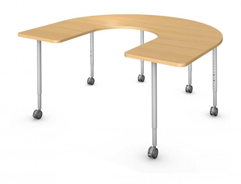 Horseshoe Table, Steel Round Legs Product Rendering