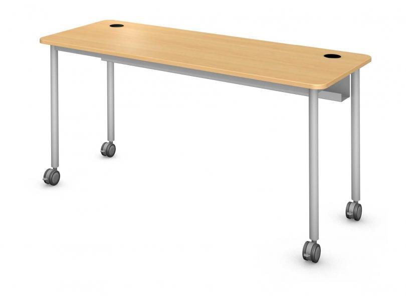 Plane Computer Table, Steel Round Legs Product Rendering