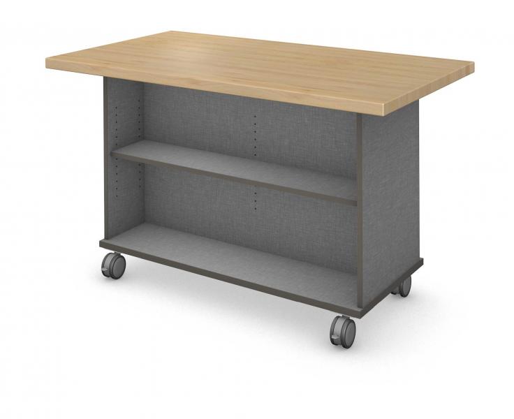 Workstation - Double Sided - Shelf - No Doors Product Rendering with Maple Block Finish