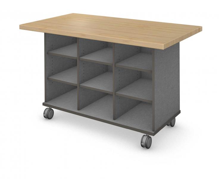 Workstation - Single Sided - 9 Cubby - No Doors with Maple Finish