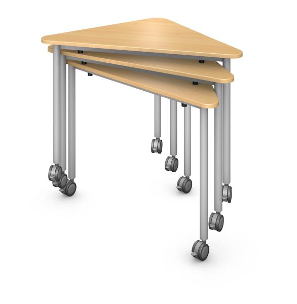 Triangle Desk, Steel Round Legs (3), Stacker Rendering