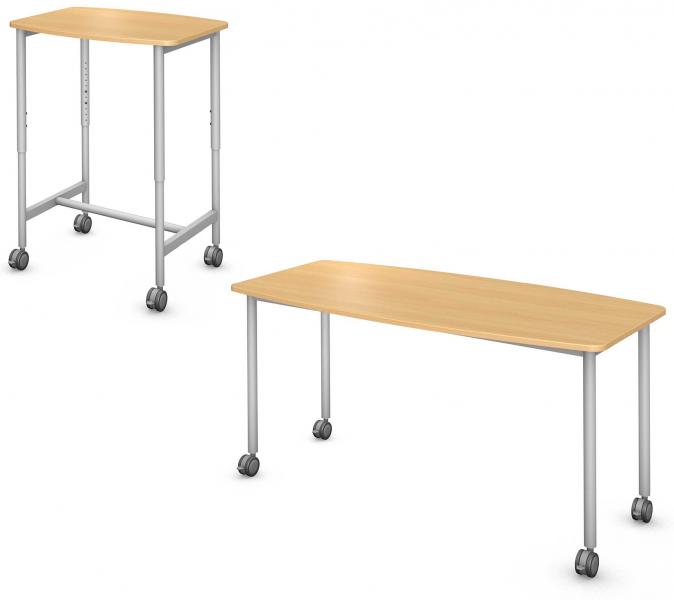 Pillow Desk and Table, Steel Round Legs Product Renderings