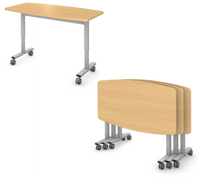 Pillow Student Table, Steel Square I-Leg, Flip and Nest Product Renderings