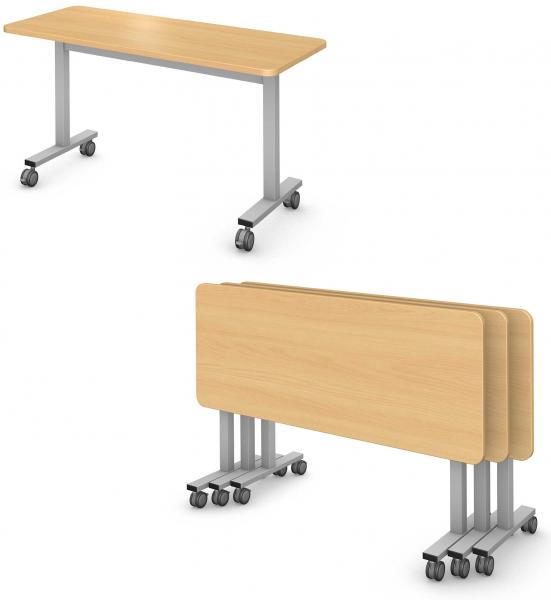 Plane Table, Steel Square I-Leg, Flip and Nest Product Renderings