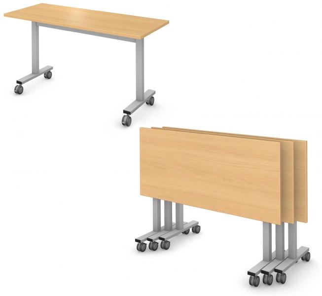 Rectangle Table, Steel Square I-Leg, Flip and Nest Product Rendering