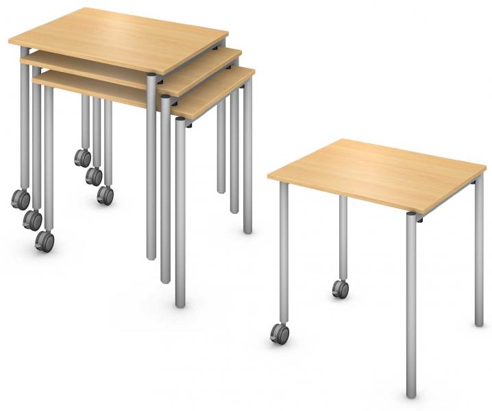 Rectangle Desk, Steel Round Legs, Stacker Product Renderings