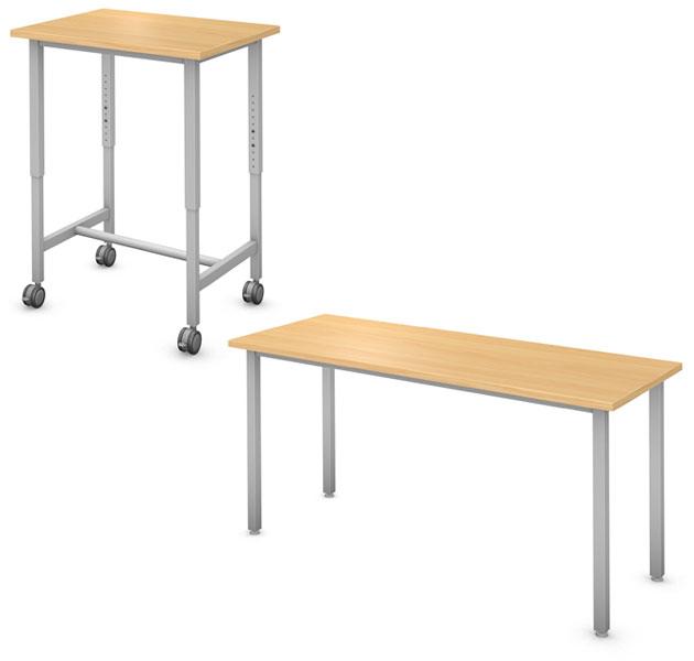 Rectangle Desk and Table, Steel Square Legs Product Rendering