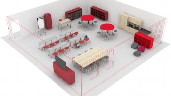 3D view of 5-6th grade classroom