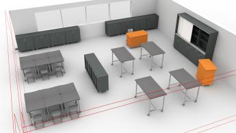 CTE classroom with worktables